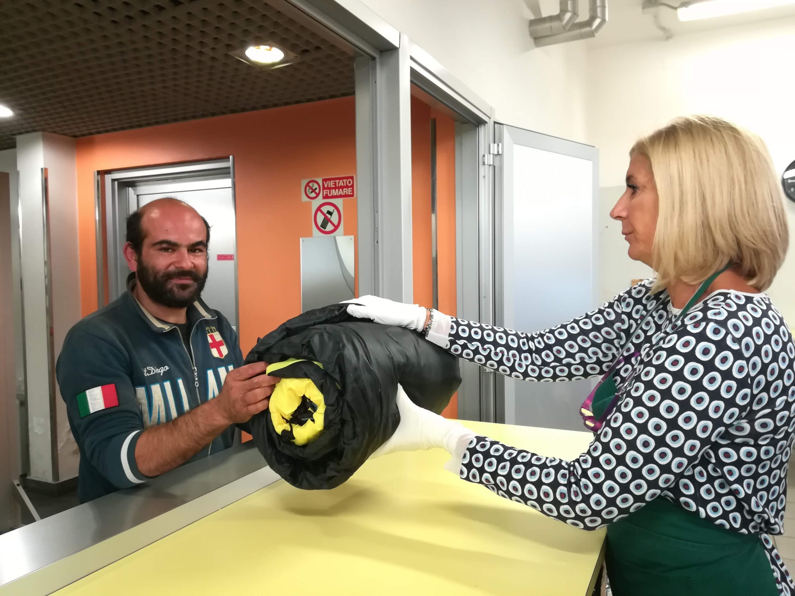 Mattia utente OSF con sacco a pelo