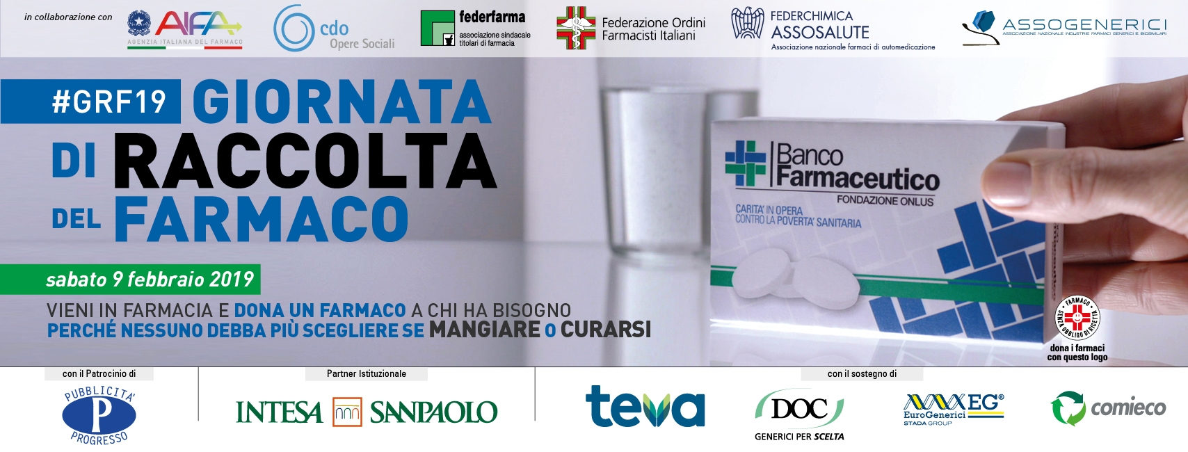 Tutti in farmacia il 9 febbraio per la Giornata di Raccolta del Farmaco